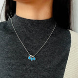 925 Sterling Silver Oval Turquoise Tassel Necklace - floysun