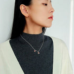 925 Sterling Silver Red Agate Flower Necklace - floysun