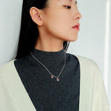 925 Sterling Silver Red Agate Flower Necklace - floysun