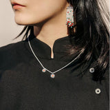 925 Sterling Silver Red Agate Flower Necklace - floysun