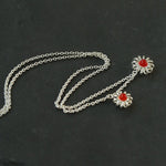 925 Sterling Silver Red Agate Flower Necklace - floysun
