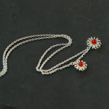 925 Sterling Silver Red Agate Flower Necklace - floysun