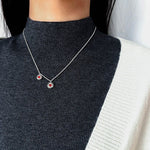 925 Sterling Silver Red Agate Flower Necklace - floysun