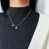 925 Sterling Silver Red Agate Flower Necklace - floysun