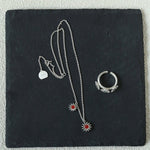 925 Sterling Silver Red Agate Flower Necklace - floysun