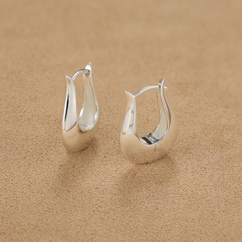 925 Sterling Silver Sculptural Vase-Shaped Hoop Earrings - floysun