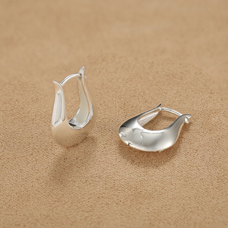 925 Sterling Silver Sculptural Vase-Shaped Hoop Earrings - floysun