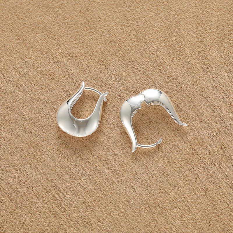925 Sterling Silver Sculptural Vase-Shaped Hoop Earrings - floysun
