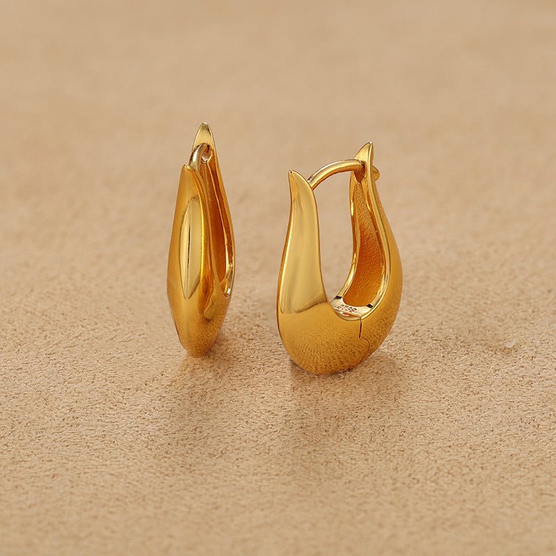 925 Sterling Silver Sculptural Vase-Shaped Hoop Earrings - floysun