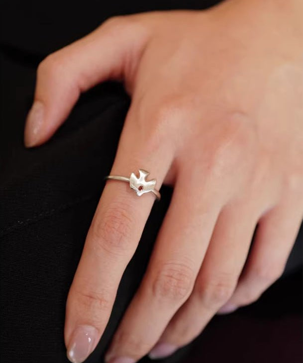 925 Sterling Silver Single Flying Bird Ring - floysun