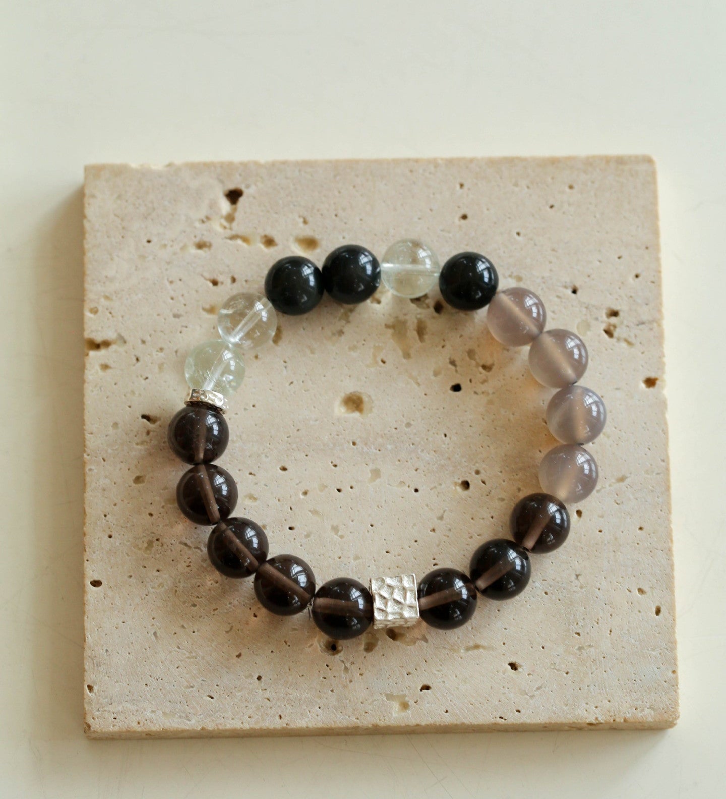 925 Sterling Silver Smoky Quartz Energy Bracelet - floysun