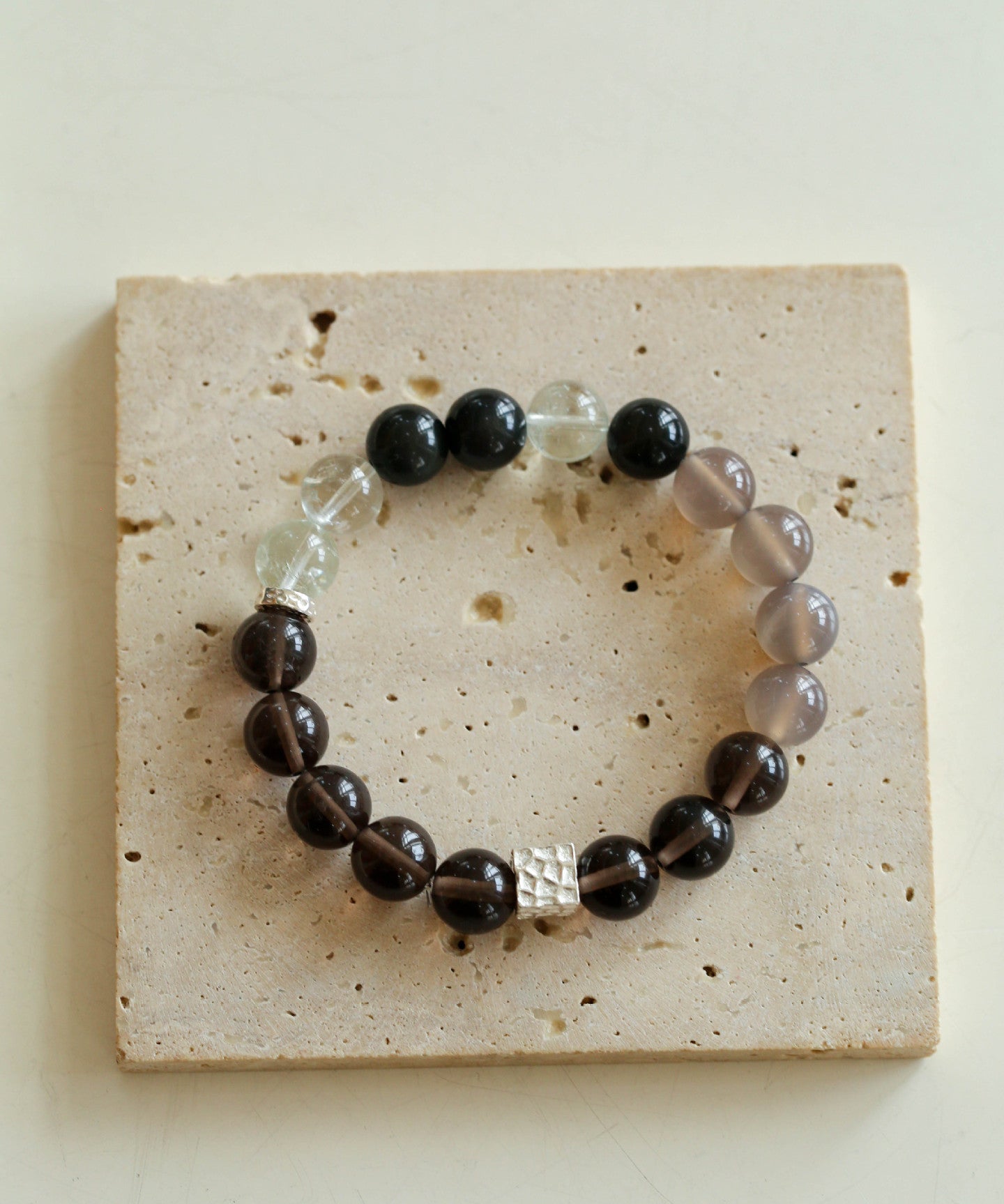925 Sterling Silver Smoky Quartz Energy Bracelet - floysun