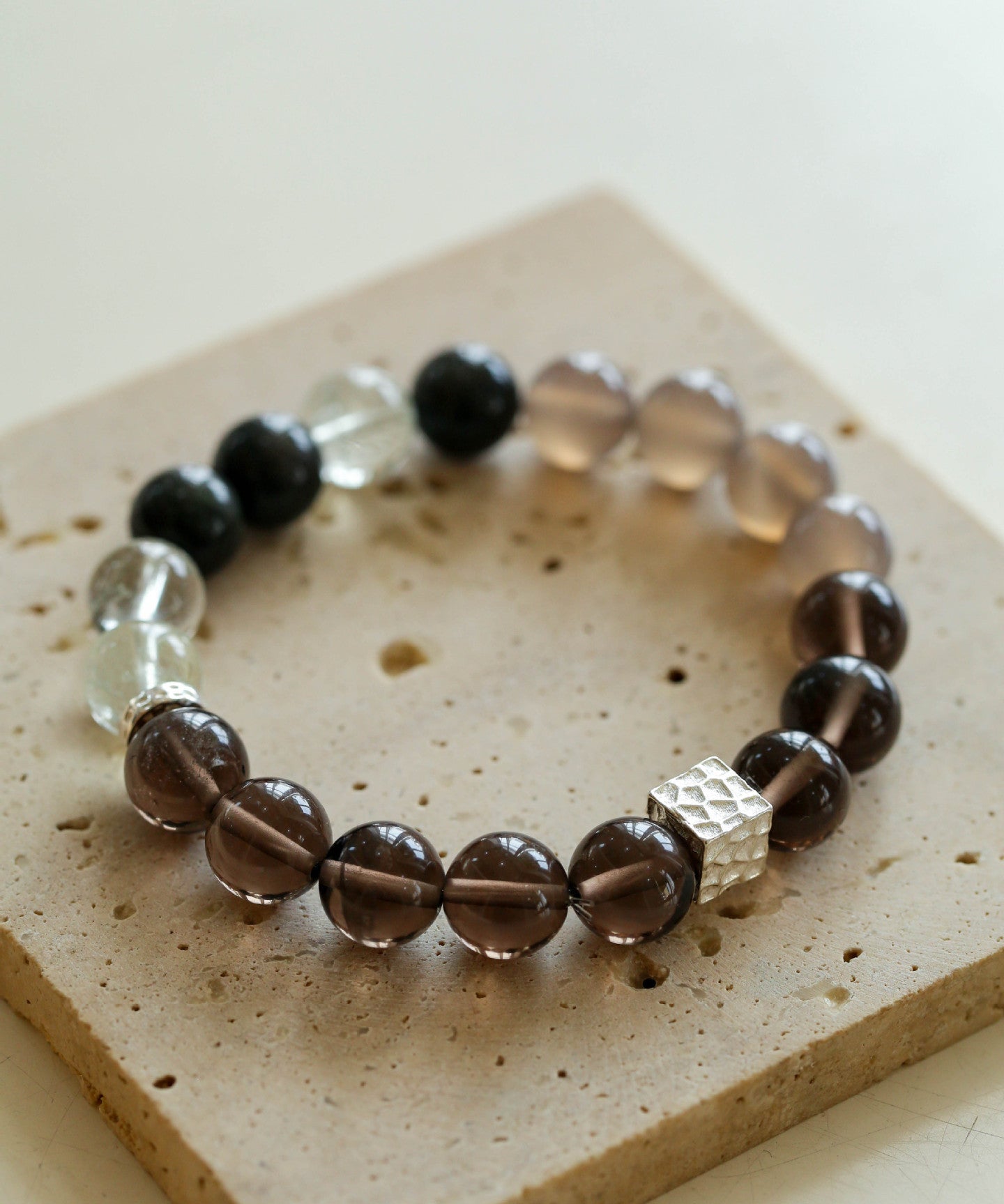 925 Sterling Silver Smoky Quartz Energy Bracelet - floysun
