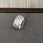 925 Sterling Silver Striped Wide Band Ring Minimalist Statement Jewelry - floysun