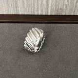 925 Sterling Silver Striped Wide Band Ring Minimalist Statement Jewelry - floysun