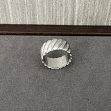 925 Sterling Silver Striped Wide Band Ring Minimalist Statement Jewelry - floysun