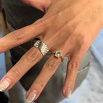 925 Sterling Silver Striped Wide Band Ring Minimalist Statement Jewelry - floysun