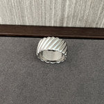 925 Sterling Silver Striped Wide Band Ring Minimalist Statement Jewelry - floysun