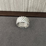 925 Sterling Silver Striped Wide Band Ring Minimalist Statement Jewelry - floysun