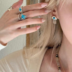 925 Sterling Silver Turquoise Eye Tassel Earrings - floysun