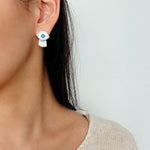 925 Sterling Silver Turquoise Eye Tassel Earrings - floysun
