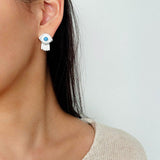 925 Sterling Silver Turquoise Eye Tassel Earrings - floysun