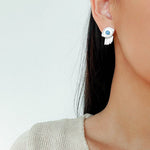 925 Sterling Silver Turquoise Eye Tassel Earrings - floysun
