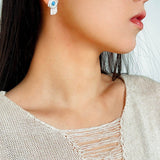 925 Sterling Silver Turquoise Eye Tassel Earrings - floysun