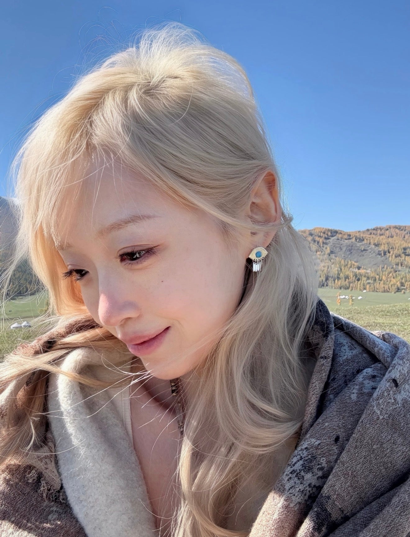 925 Sterling Silver Turquoise Eye Tassel Earrings - floysun