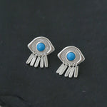 925 Sterling Silver Turquoise Eye Tassel Earrings - floysun