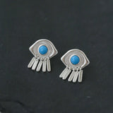 925 Sterling Silver Turquoise Eye Tassel Earrings - floysun