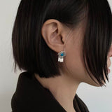 925 Sterling Silver Turquoise Eye Tassel Earrings - floysun