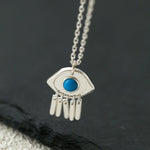 925 Sterling Silver Turquoise Eye Tassel Necklace - floysun