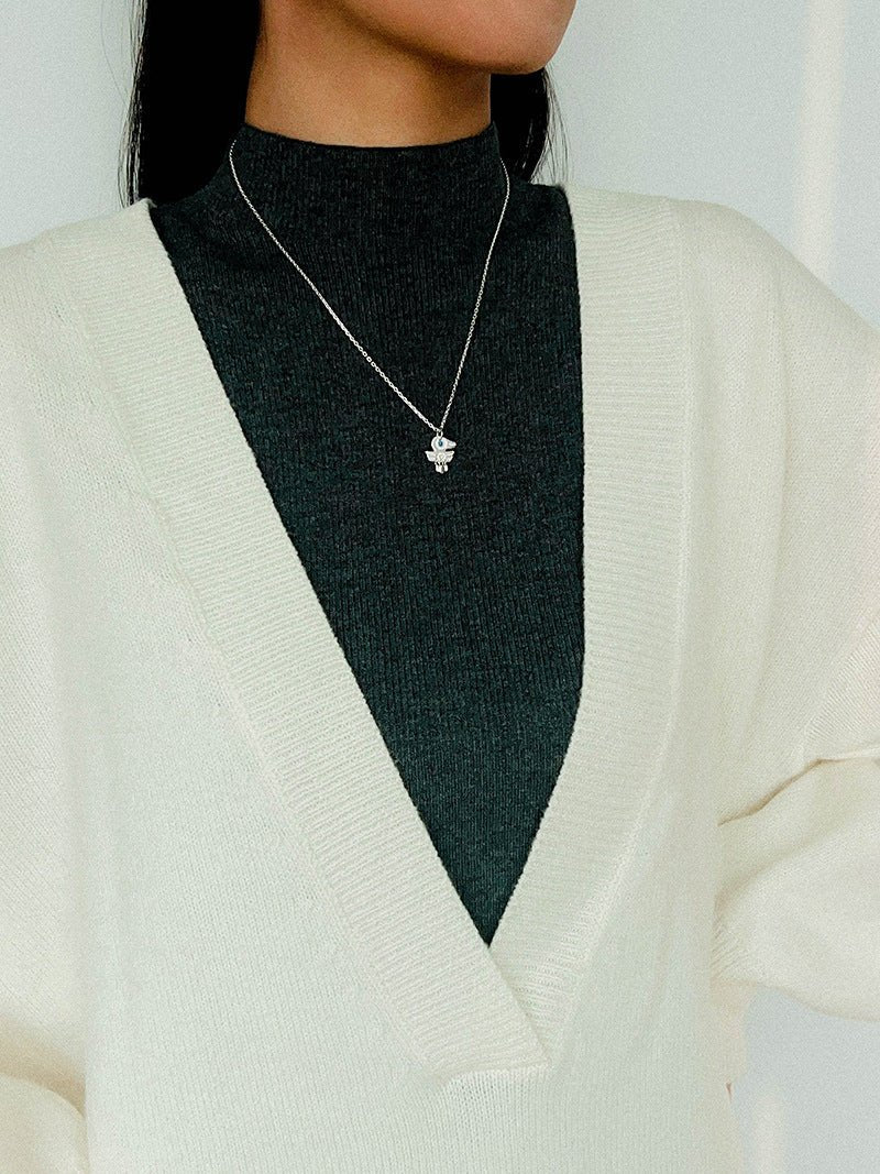 925 Sterling Silver Turquoise Eye Tassel Necklace - floysun