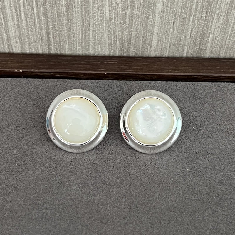 925 Sterling Silver White Mother of Pearl Stud Earrings - floysun
