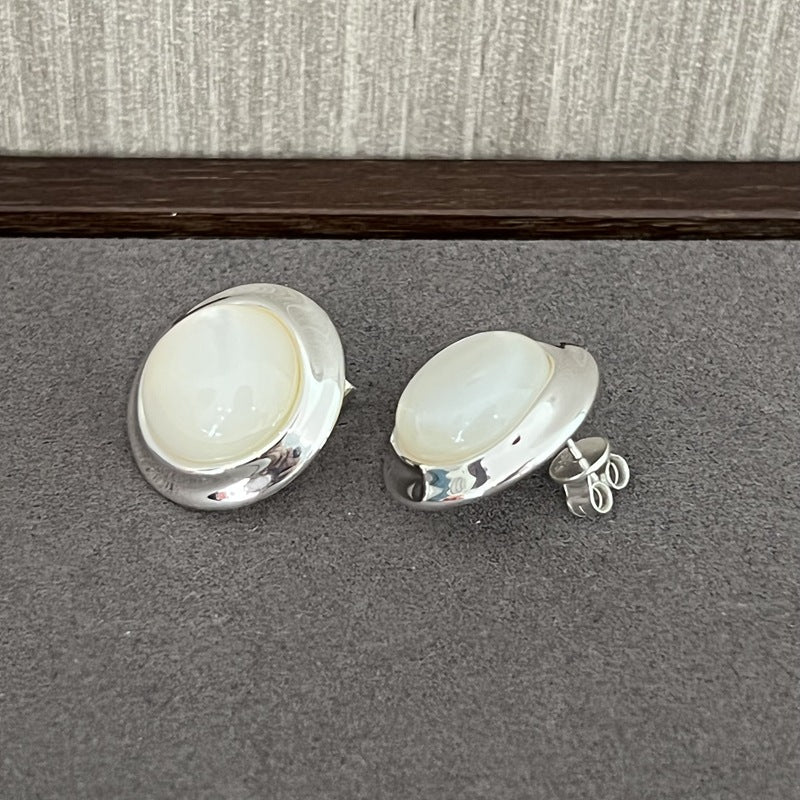 925 Sterling Silver White Mother of Pearl Stud Earrings - floysun