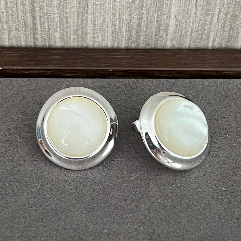 925 Sterling Silver White Mother of Pearl Stud Earrings - floysun