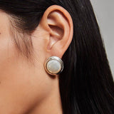 925 Sterling Silver White Mother of Pearl Stud Earrings - floysun