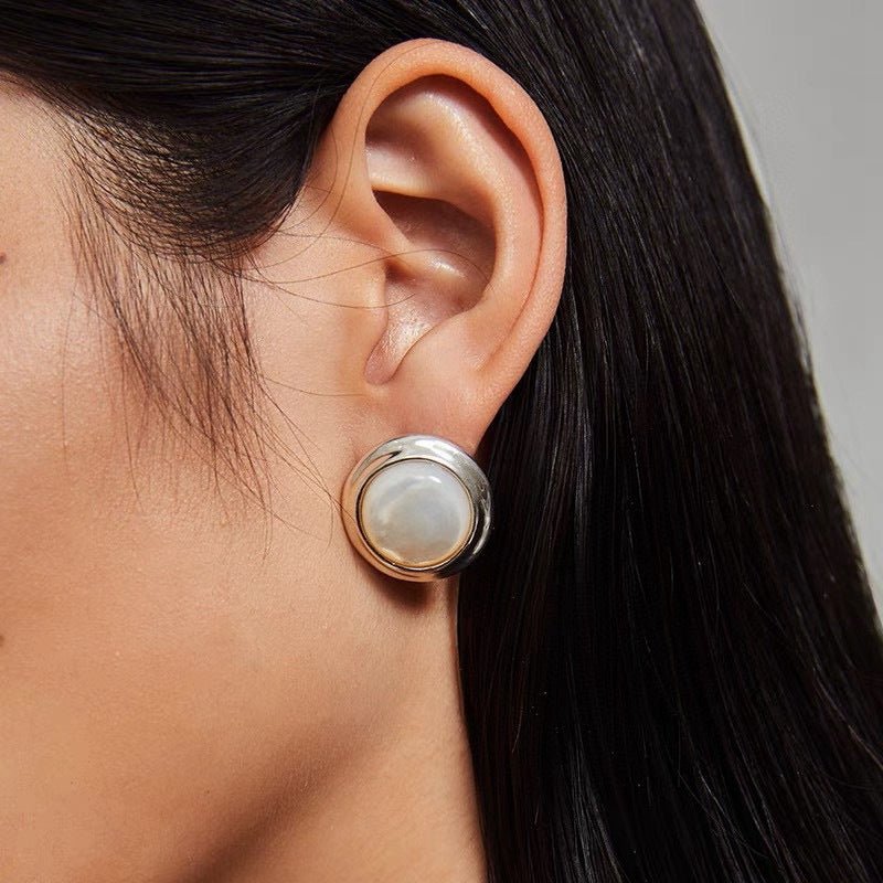 925 Sterling Silver White Mother of Pearl Stud Earrings - floysun