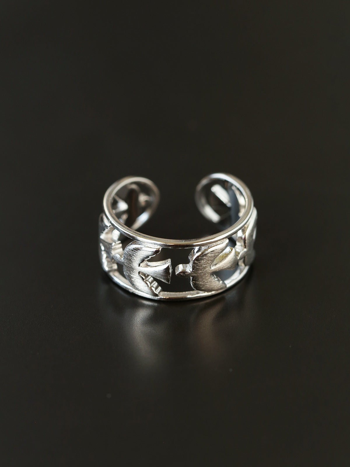 925 Sterling Silver Wide Multi Bird Open Ring - floysun