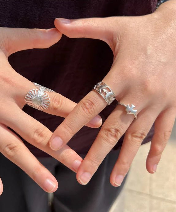925 Sterling Silver Wide Multi Bird Open Ring - floysun