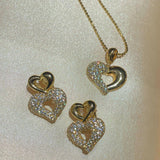 Vintage Two-tone Heart High Carbon Diamond Huggie Earrings