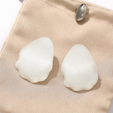 Sculpted white petal statement stud earrings in 925 sterling silver