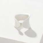 Sculptural white ripple adjustable open ring in 925 sterling silver