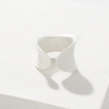 Sculptural white ripple adjustable open ring in 925 sterling silver