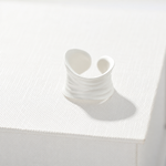 Sculptural white ripple adjustable open ring in 925 sterling silver