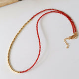 Mini Beaded Asymmetrical Red Agate Necklace