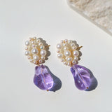 Purple Baroque Glazed Pearl Earrings