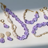 Purple Baroque Glazed Pearl Earrings