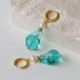 Green Glaze Baroque Spliced Pearl Necklace Earrings